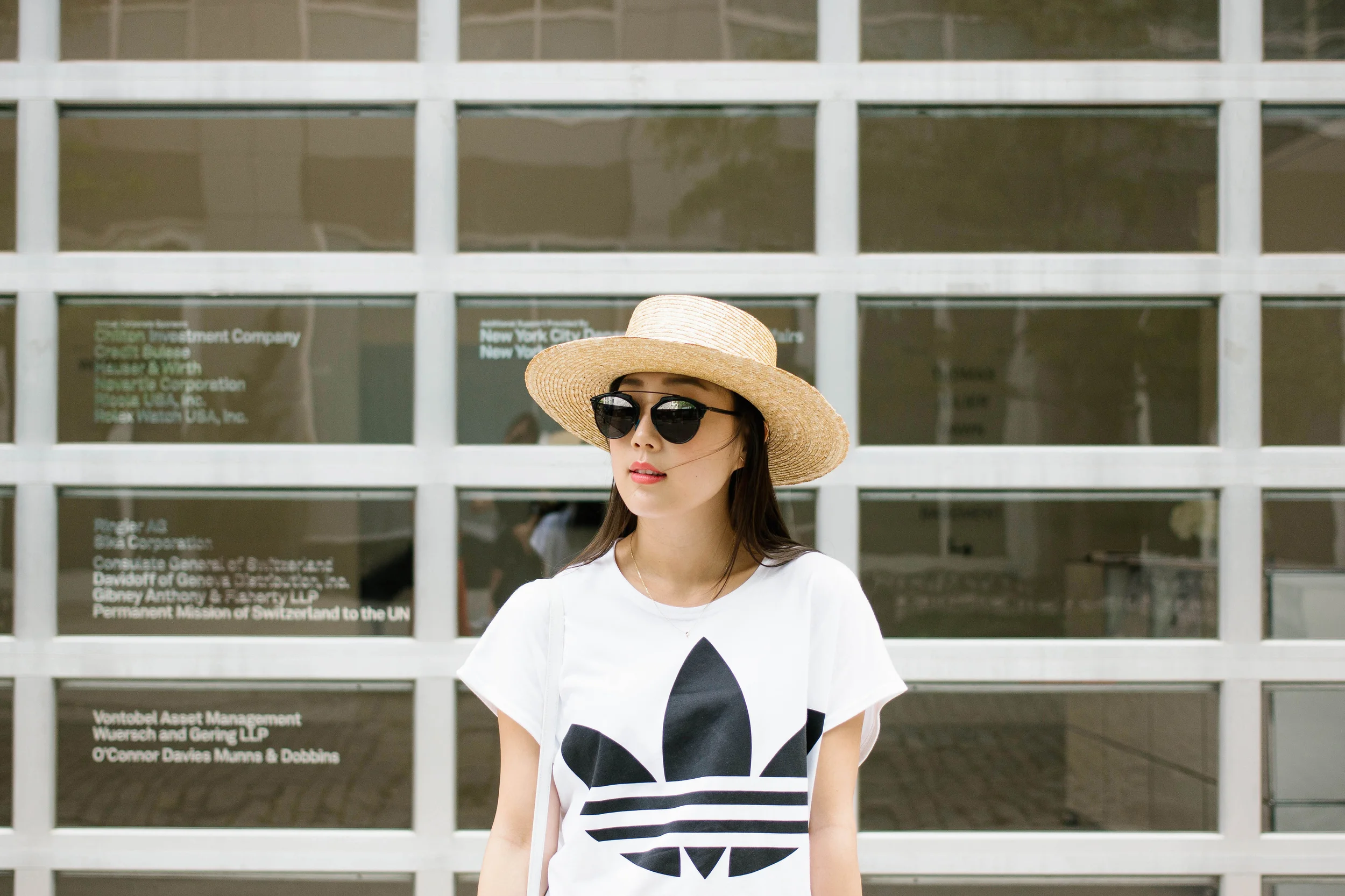 Adidas Originals Top, Dries Van Noten Shorts, Isabel Marant Sneakers , Mansur Gavriel Bag , Janessa Leone Hat , Dior Sunglasses , Euna Joyce Jewelry , J Hannah Jewelry , Mirlo Jewelry