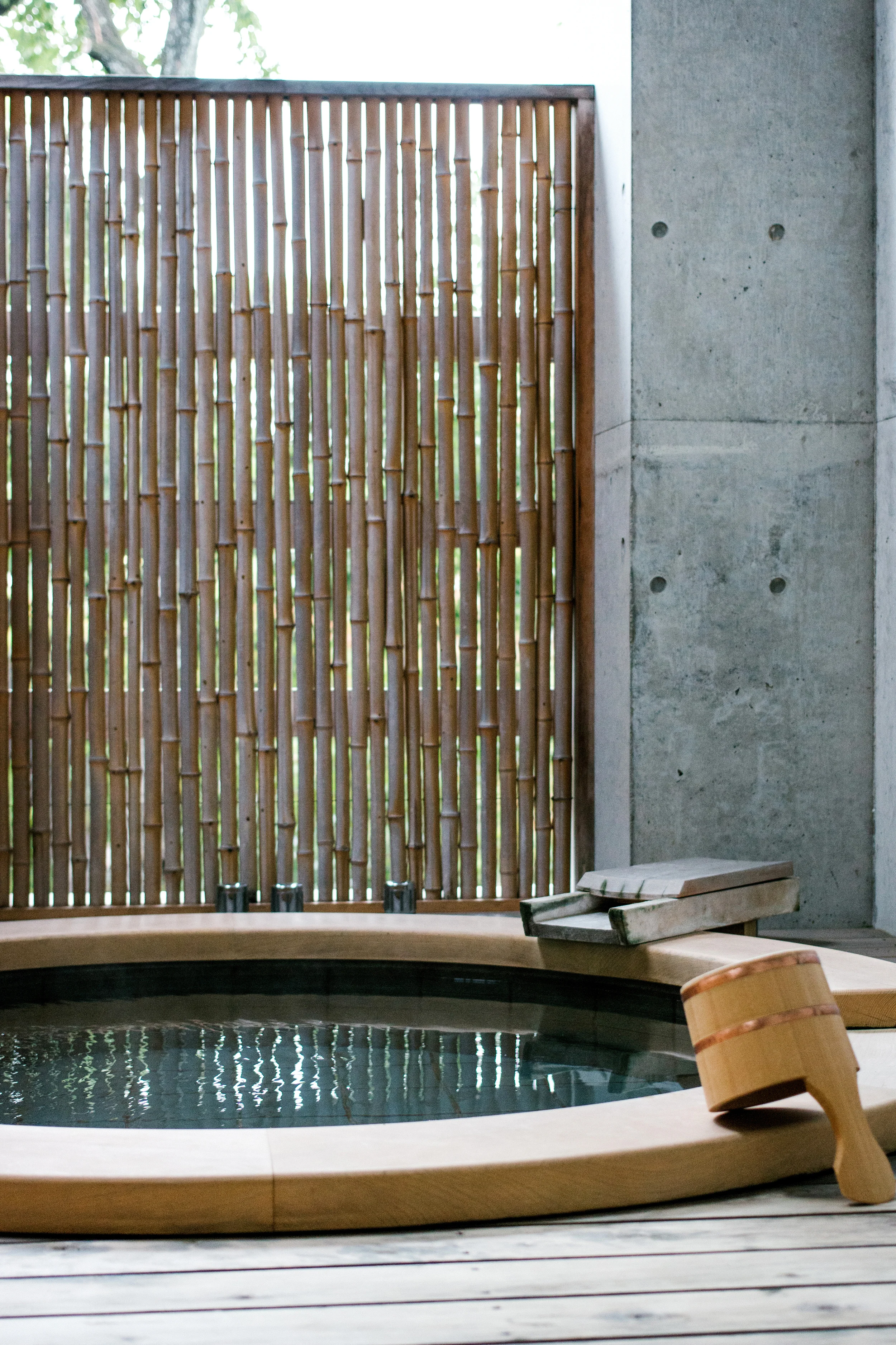 Morning dip in our private open-air onsen (hot spring bath)