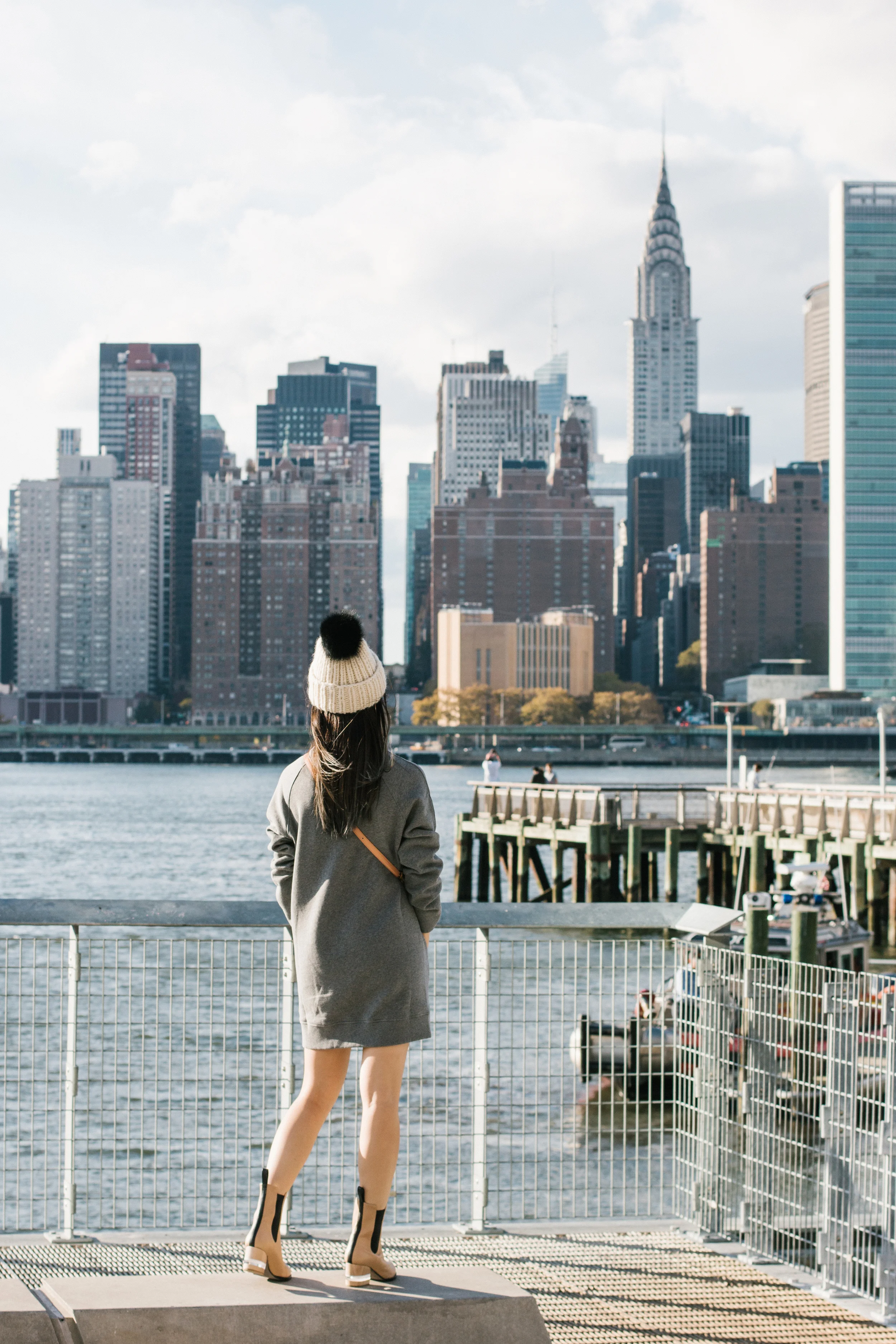Acne Studios Dress , Dear Frances Boots ( in Caramel ), Céline Bag, Eugenia Kim Hat , Tamlin Jewelry Necklace