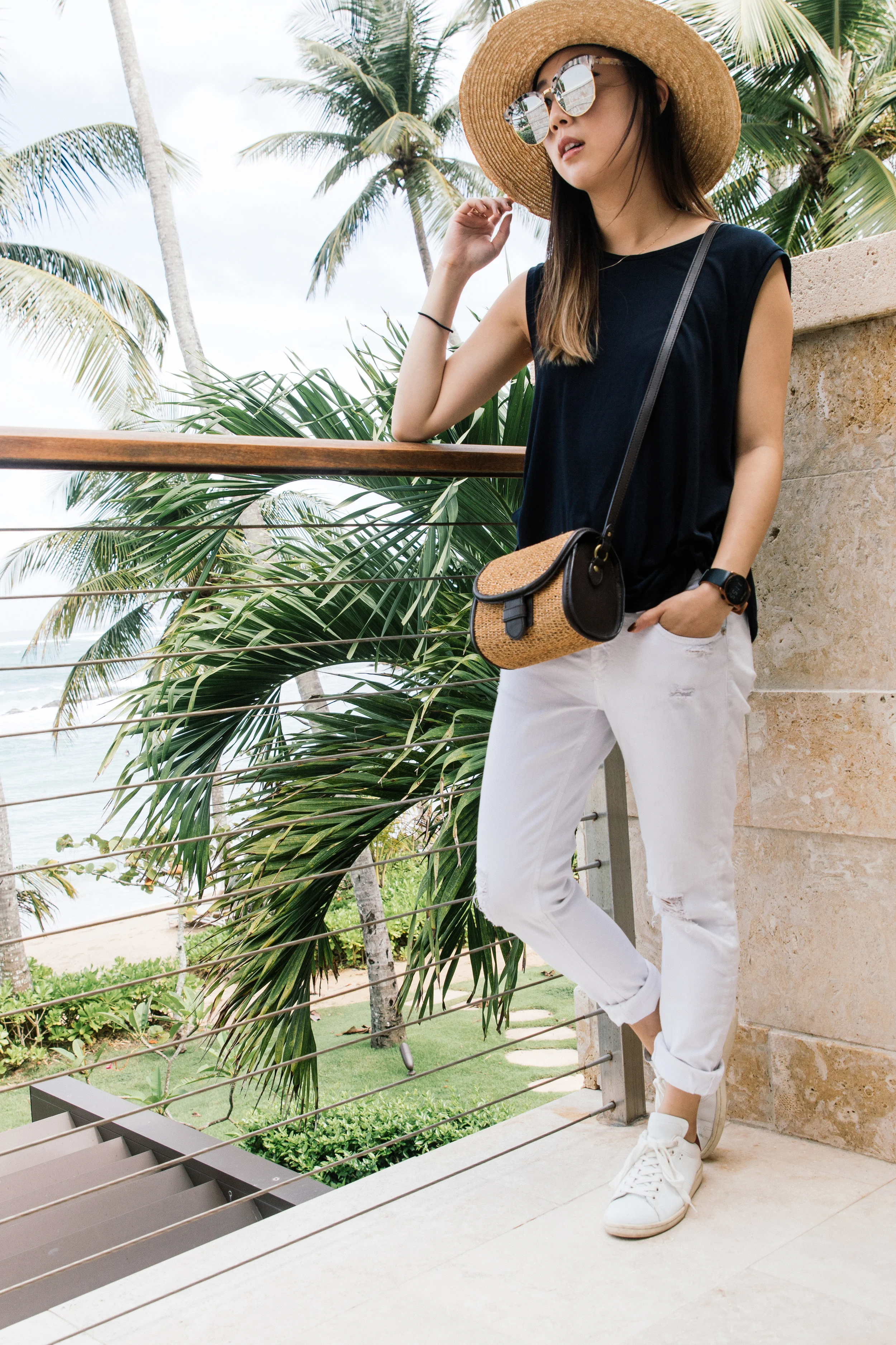 COS Top, Rag & Bone Denim , Isabel Marant Shoes , Club Monaco Bag, Janessa Leone Hat , Gentle Monster Sunglasses