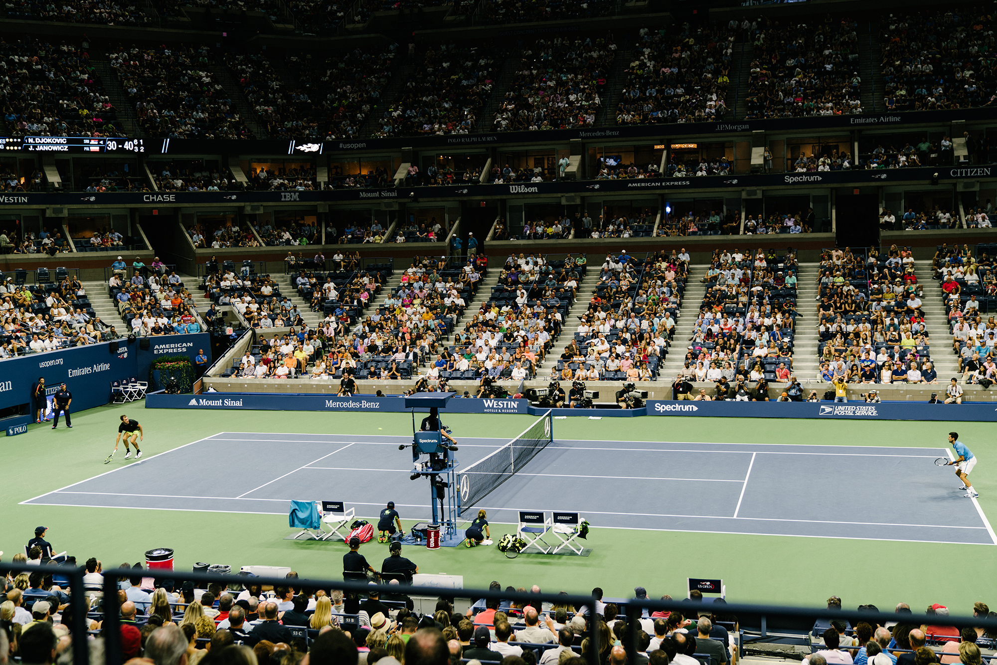 Djokovic and Janowicz on US Open Opening Night (Special thanks to Grey Goose )