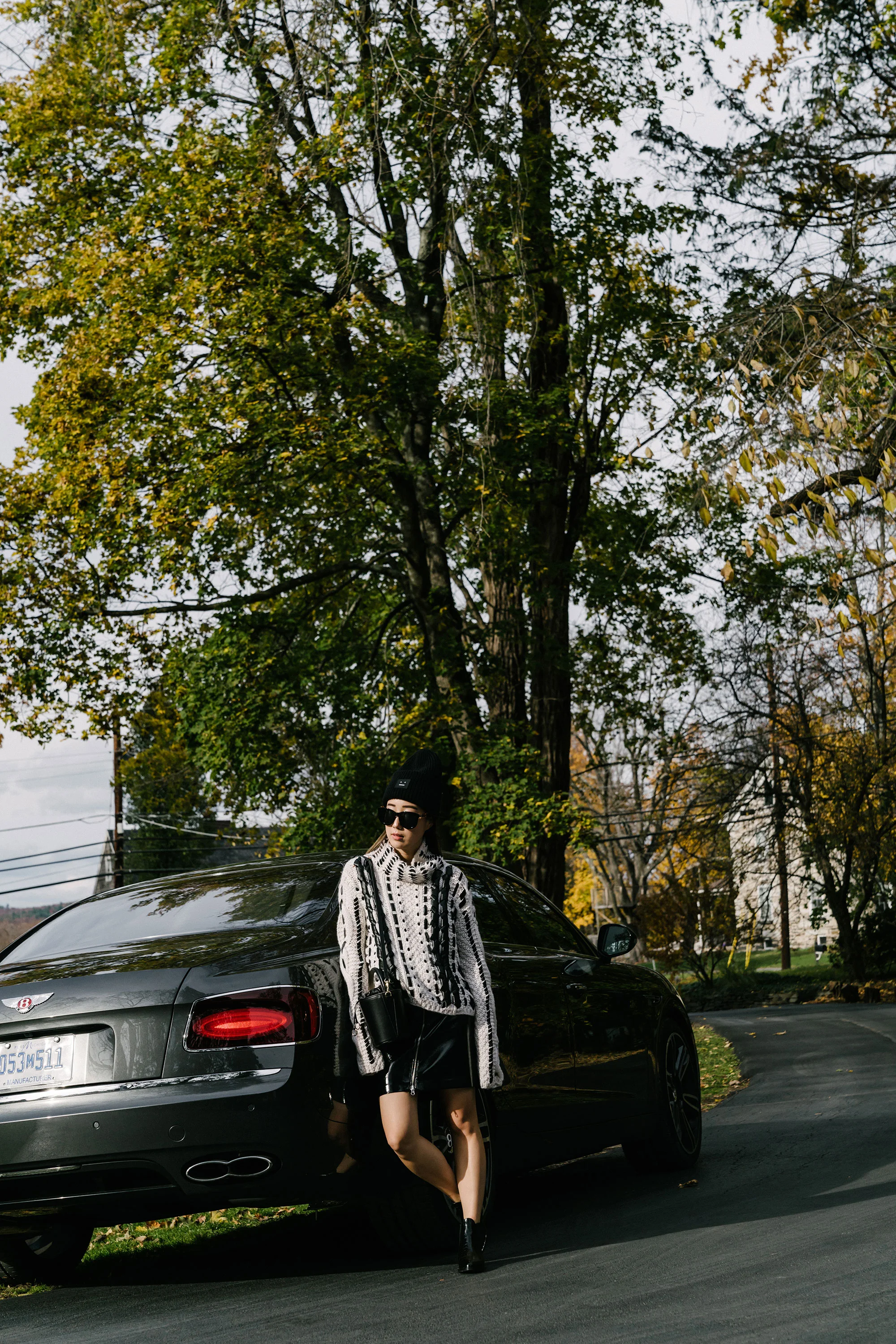 With our ride for the weekend, Bentley Flying Spur V8 S in Anthracite