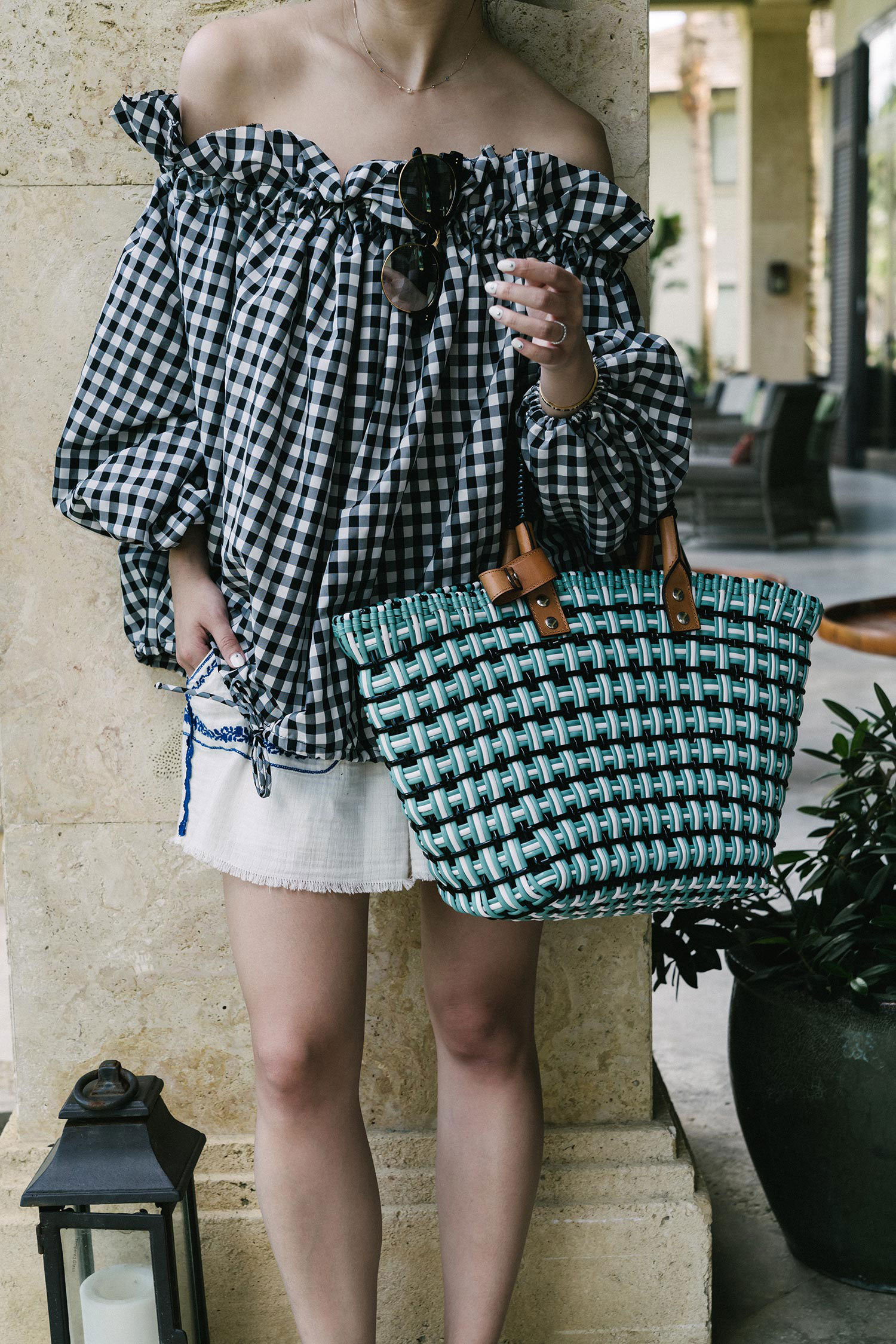 Marques' Almeida Top , Isabel Marant Skirt, Balenciaga Bag , Vince Shoes , Janessa Leone Hat , Gentle Monster Sunglasses , Wwake Necklace