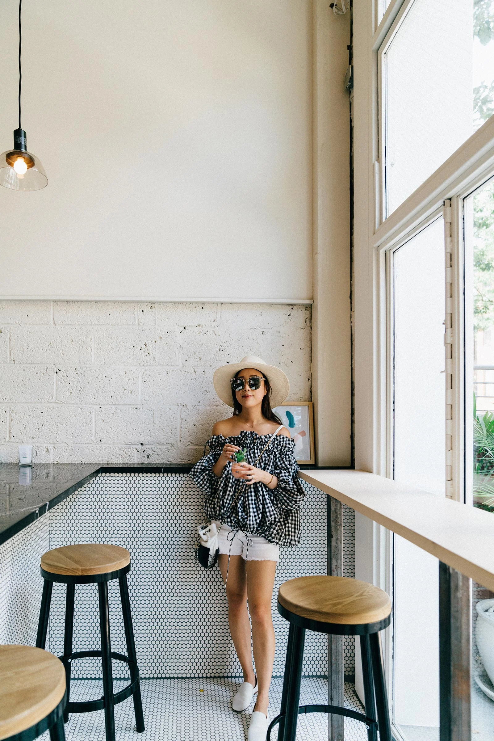 Marques Almeida Top, Frame Denim Shorts , The Row Shoes , Chanel Bag