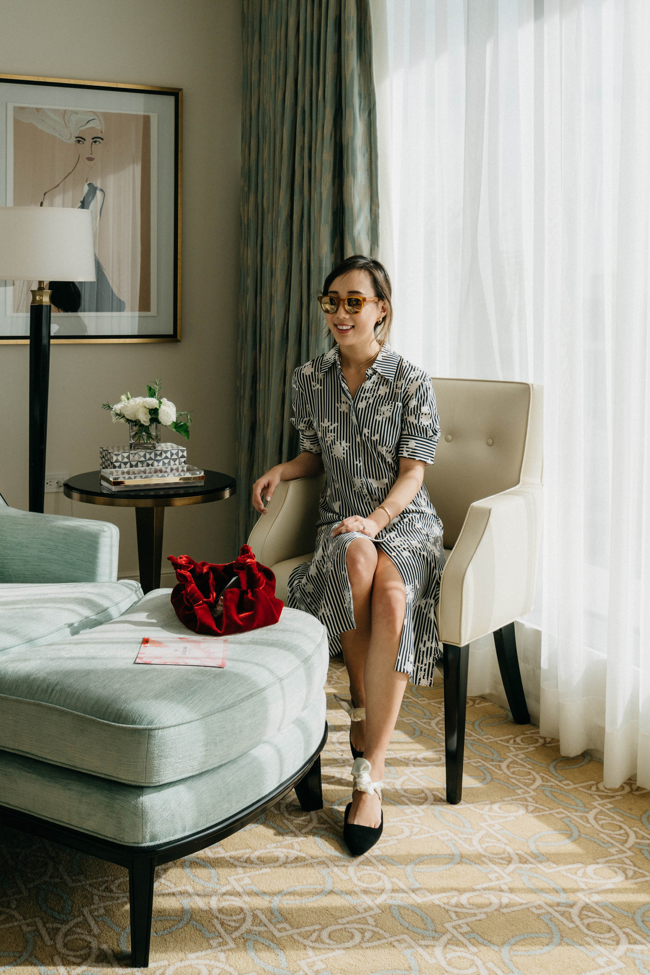 Altuzarra Dress, The Row Bag , The Row Shoes , Oliver Peoples Sunglasses