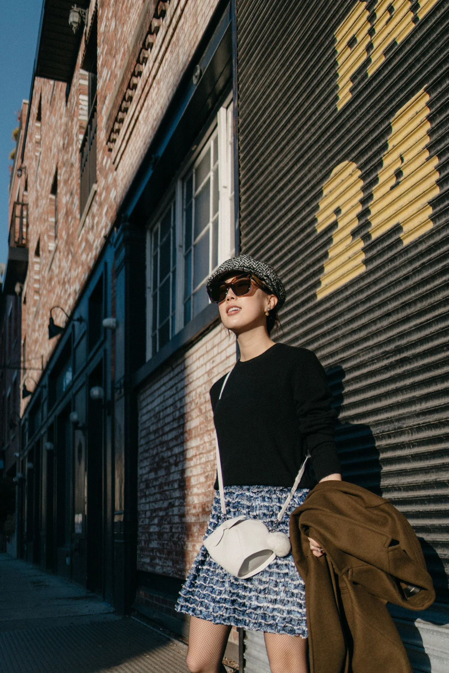 Isabel Marant Coat, Everlane Top , Proenza Schouler Skirt , Loewe Bag , Eugenia Kim Hat