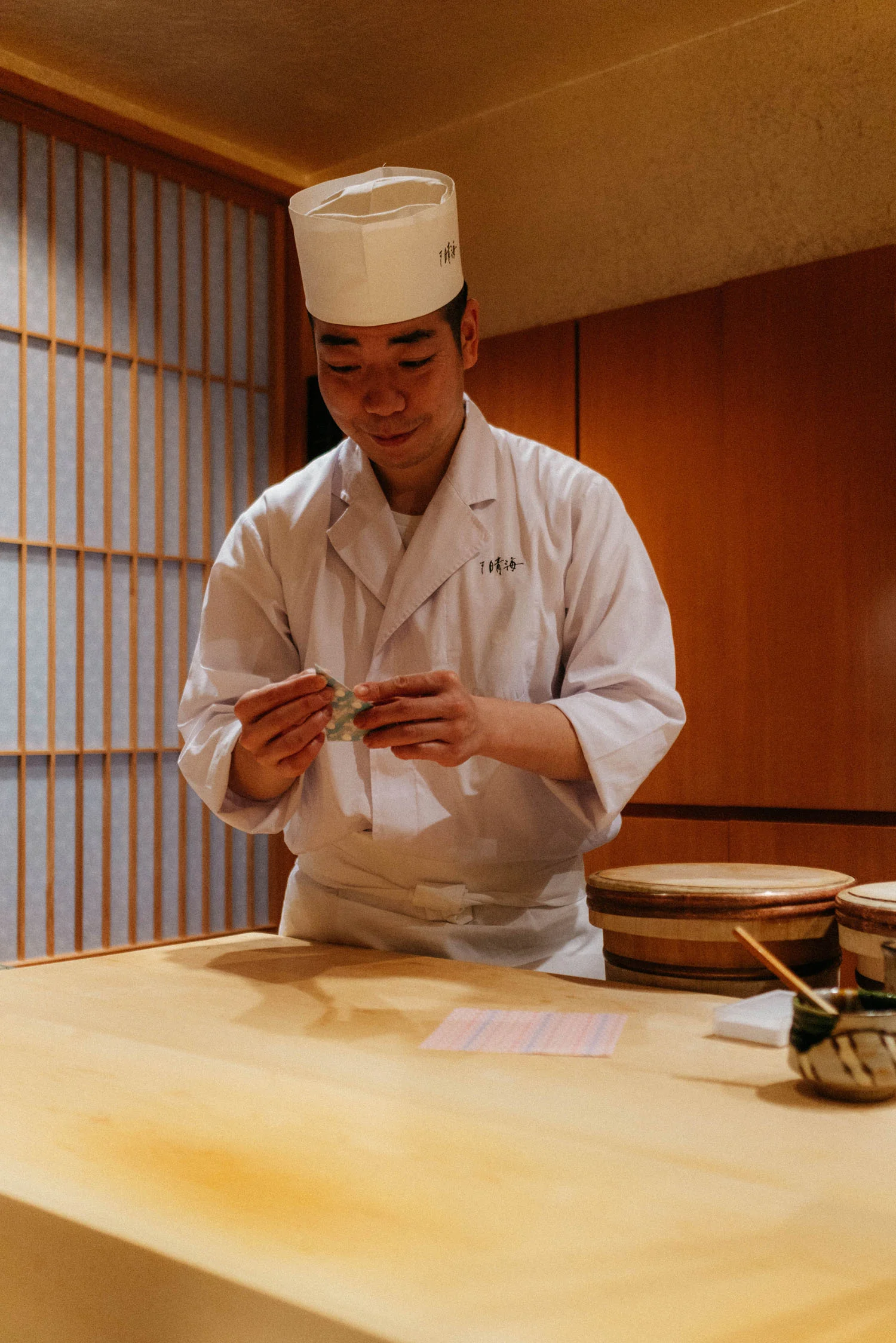Chef Keisuke Yoshiya making us origami at the end of the meal – he said it’s his specialty aside from sushi :)