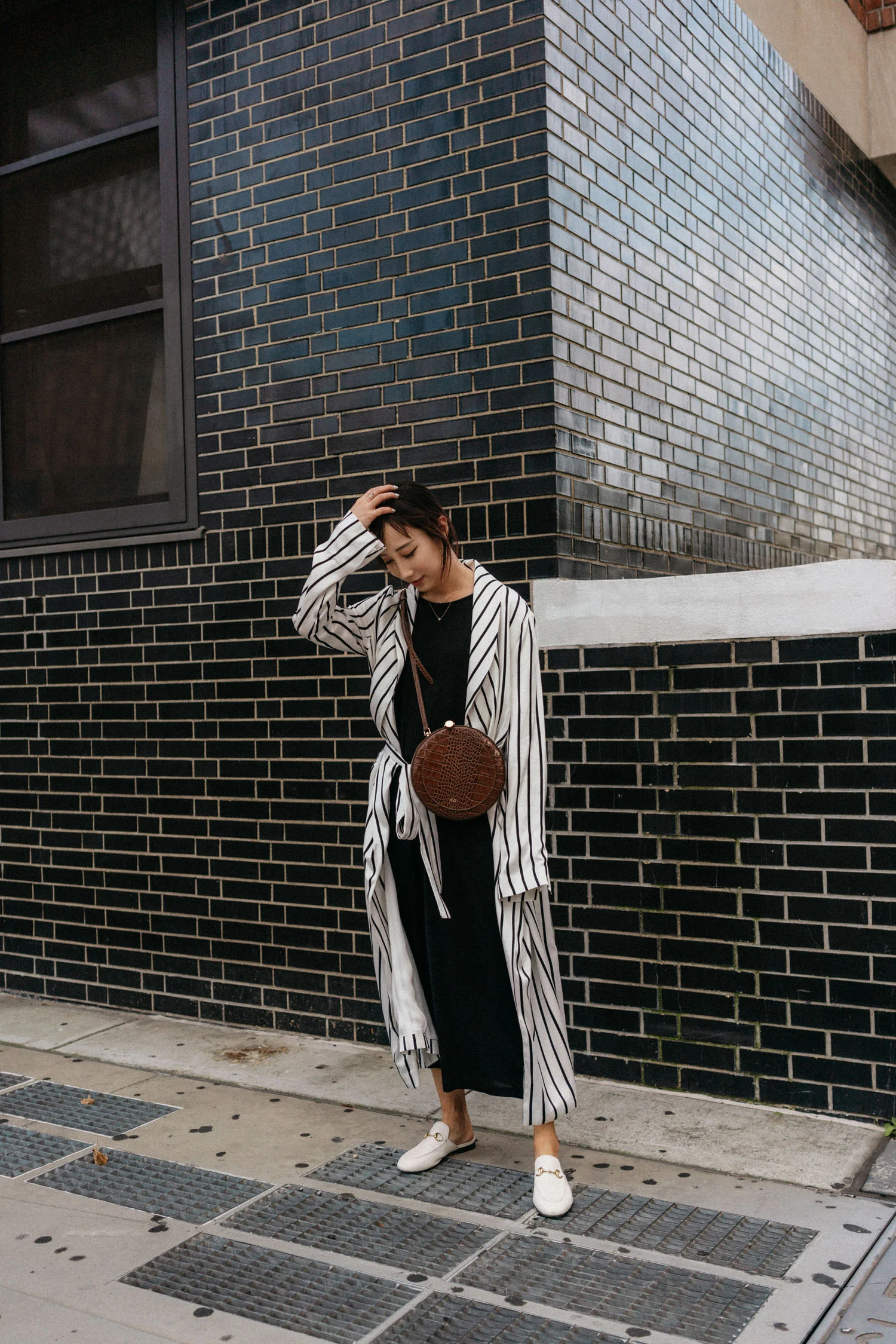Asceno Jacket , COS Dress, Gucci Slides , CO Collection Bag