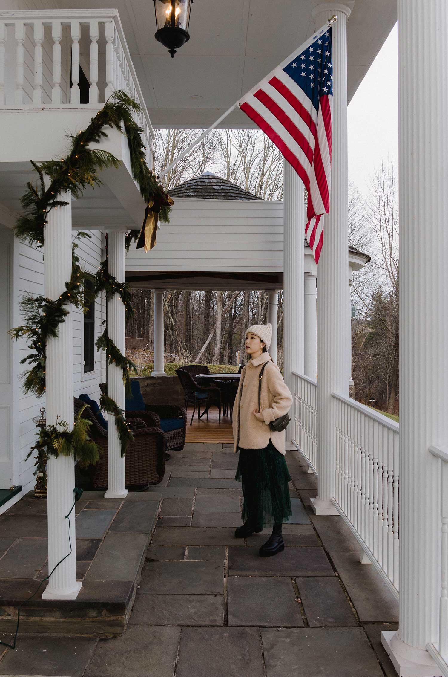 COS Overshirt, Self Portrait Dress, The Row Boots, Loewe Bag