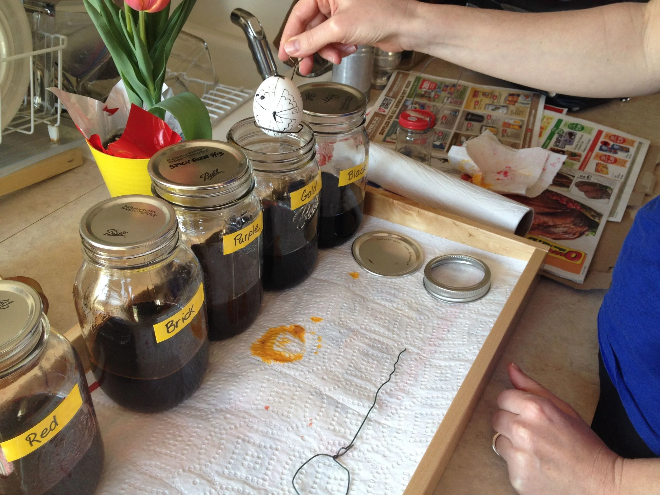 applying the first round of color dye