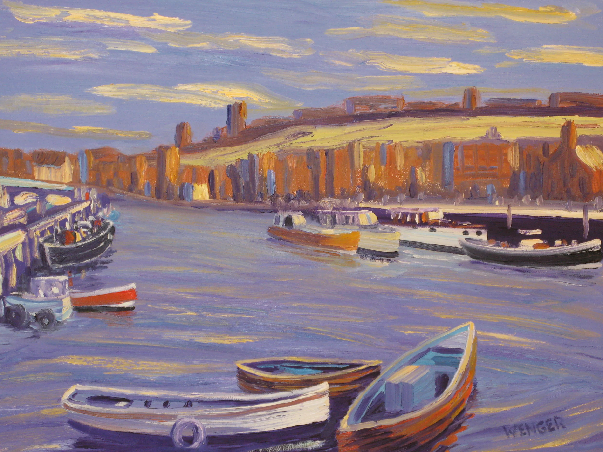  VINTAGE WHITBY HARBOUR SCENE&nbsp;  18" x 24" &nbsp;  oil on canvas  