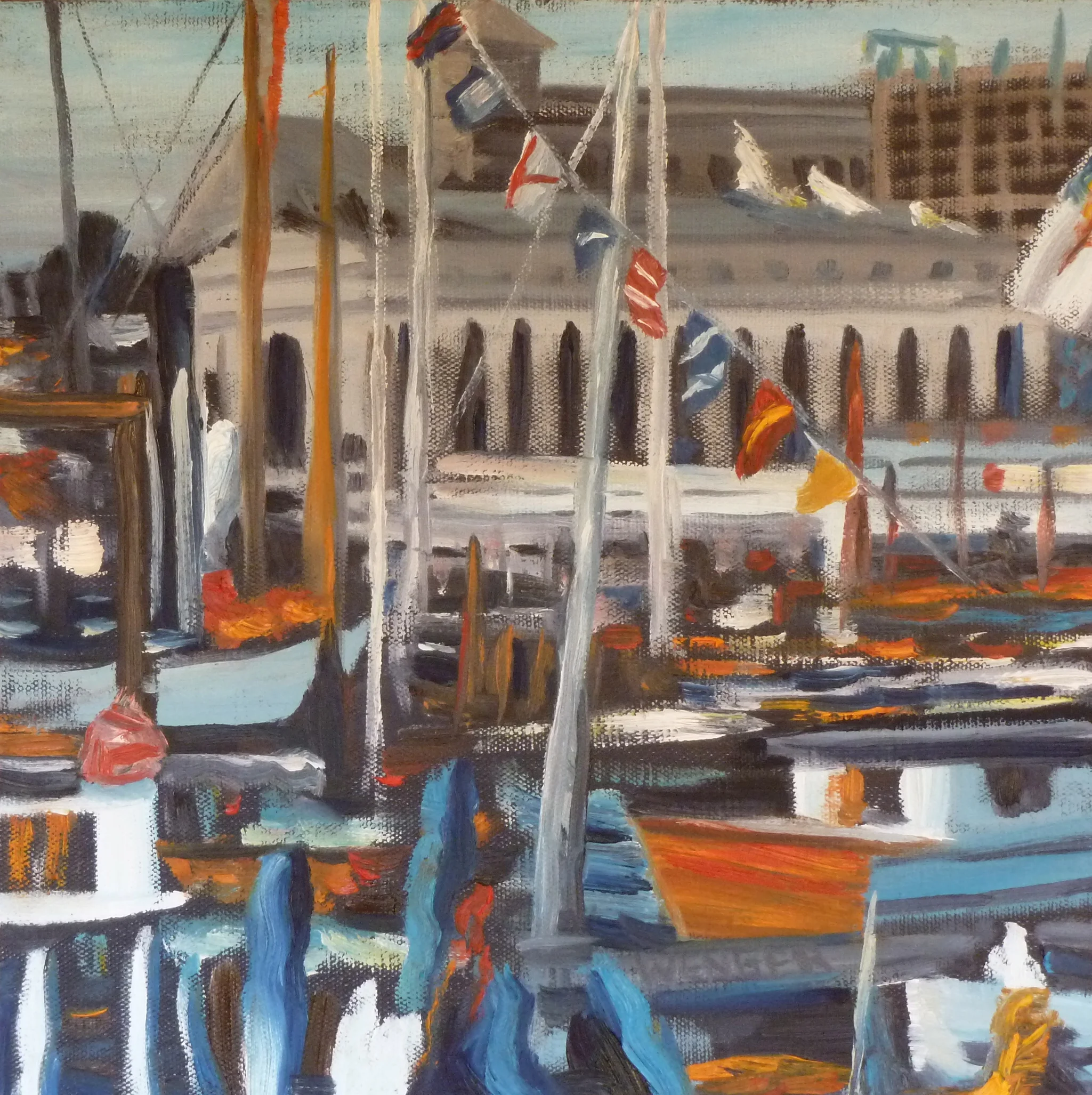  BOATFEST SMALL VIEW  12" x 12"&nbsp;   oil on canvas  