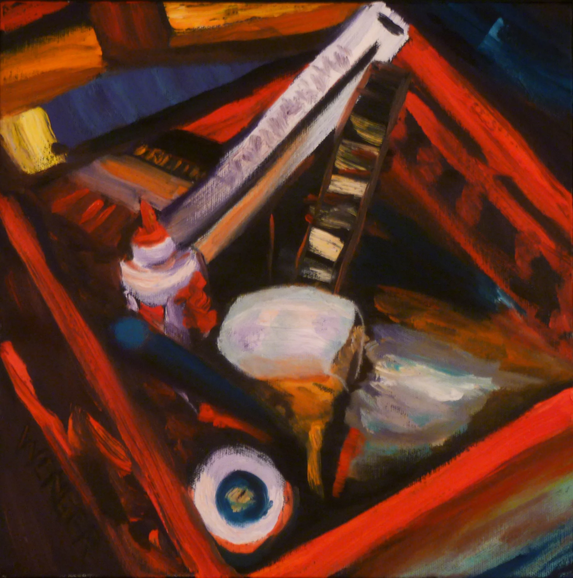  CRATE OF TOOLS  12" x 12"&nbsp; oil on canvas  