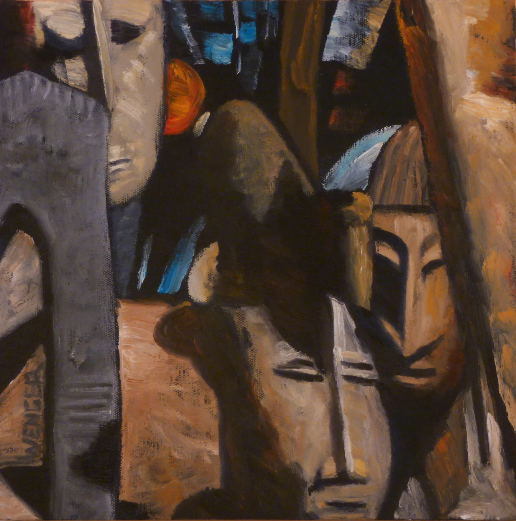  MASKS #1&nbsp;  12" x 12" &nbsp;  oil on canvas    