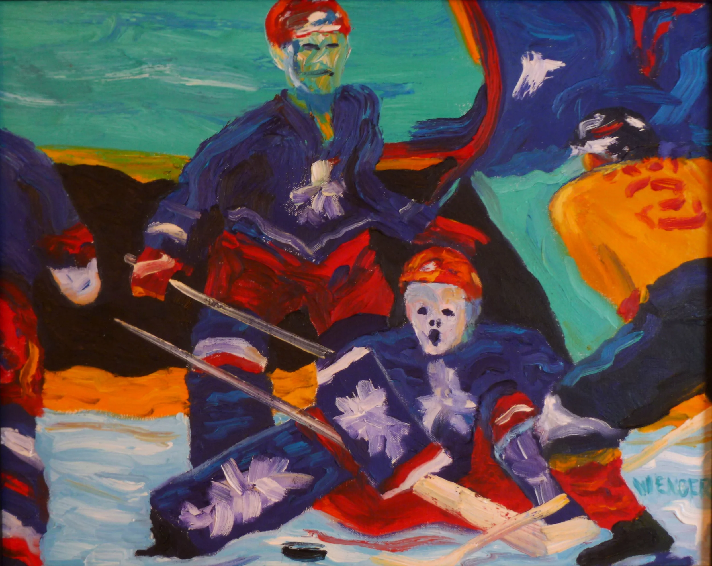  LOOSE PUCK&nbsp;  16" x 20" &nbsp;  oil on canvas  