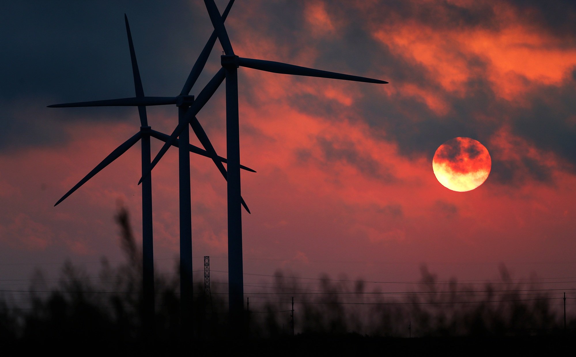 Wind turbine sunrise