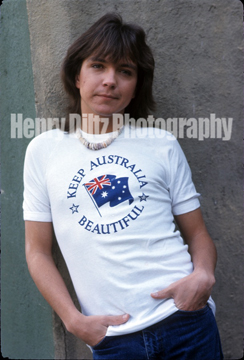 David Cassidy in an exclusive Henry Diltz photo, supporting the fight against pollution during the early '70s! 