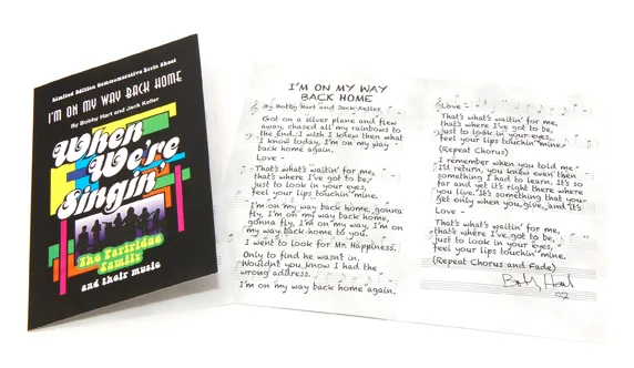 "I'm On My Way Back Home" song lyric commemorative signed by songwriter Bobby Hart!