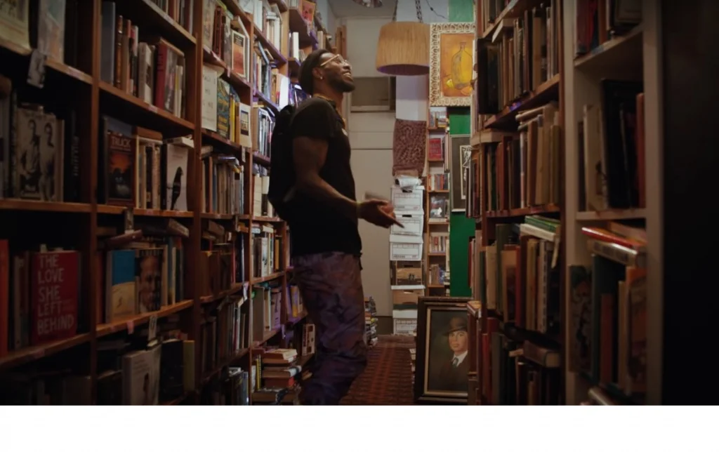 A frame from a recent video shot at Sideshow books!
