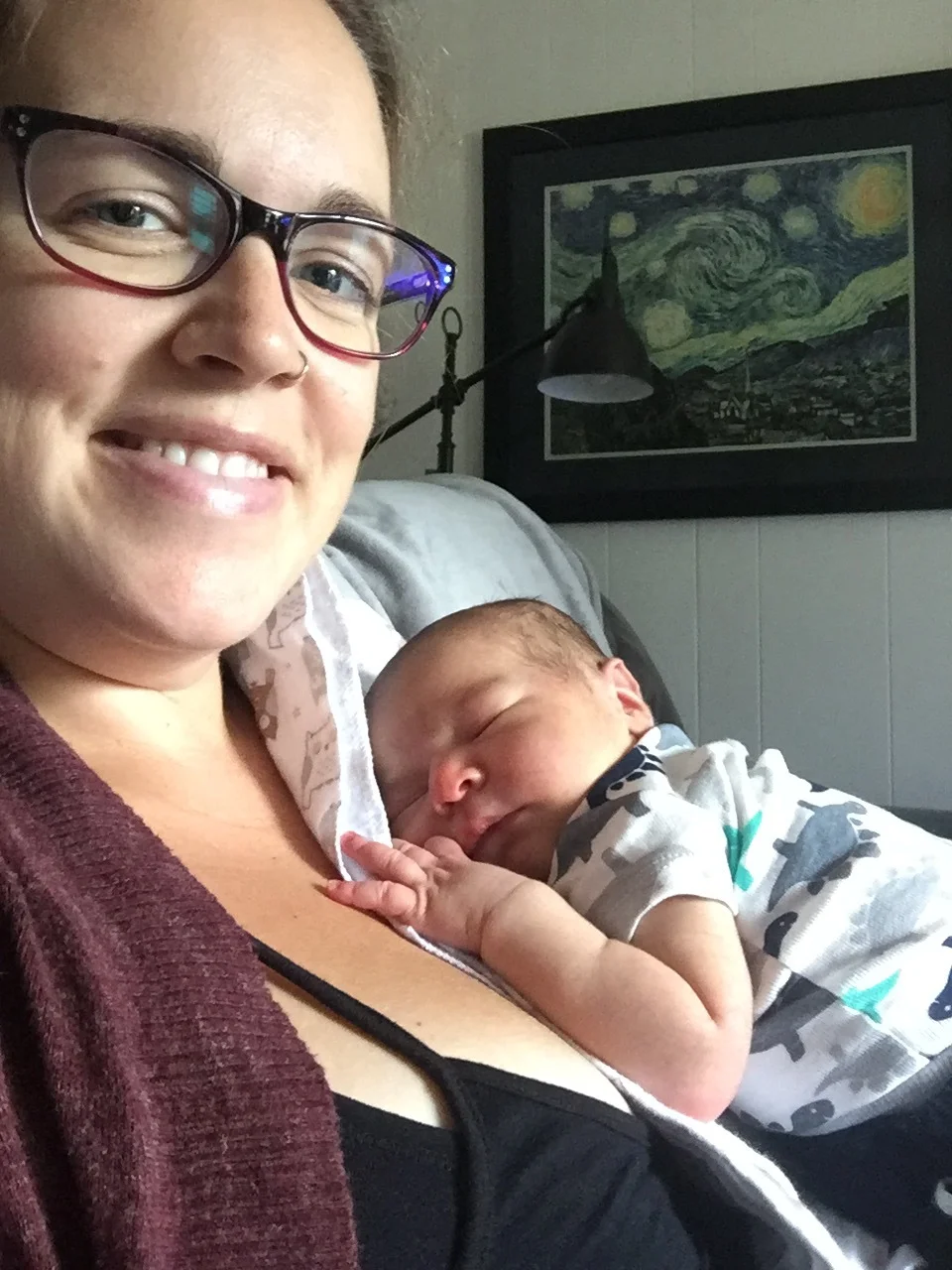  Cozying up with mom. 