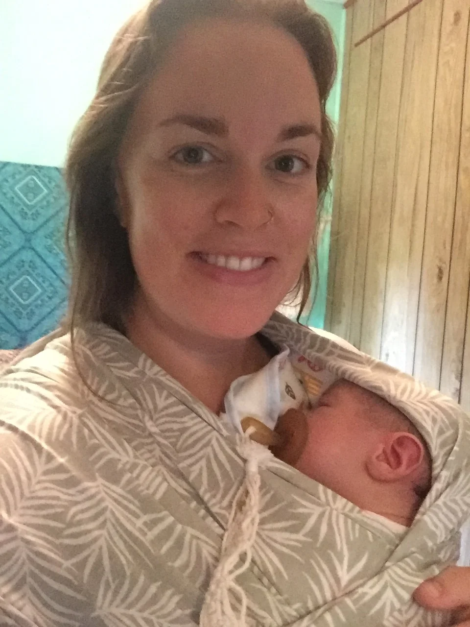  First time in the wrap! Happily asleep. 
