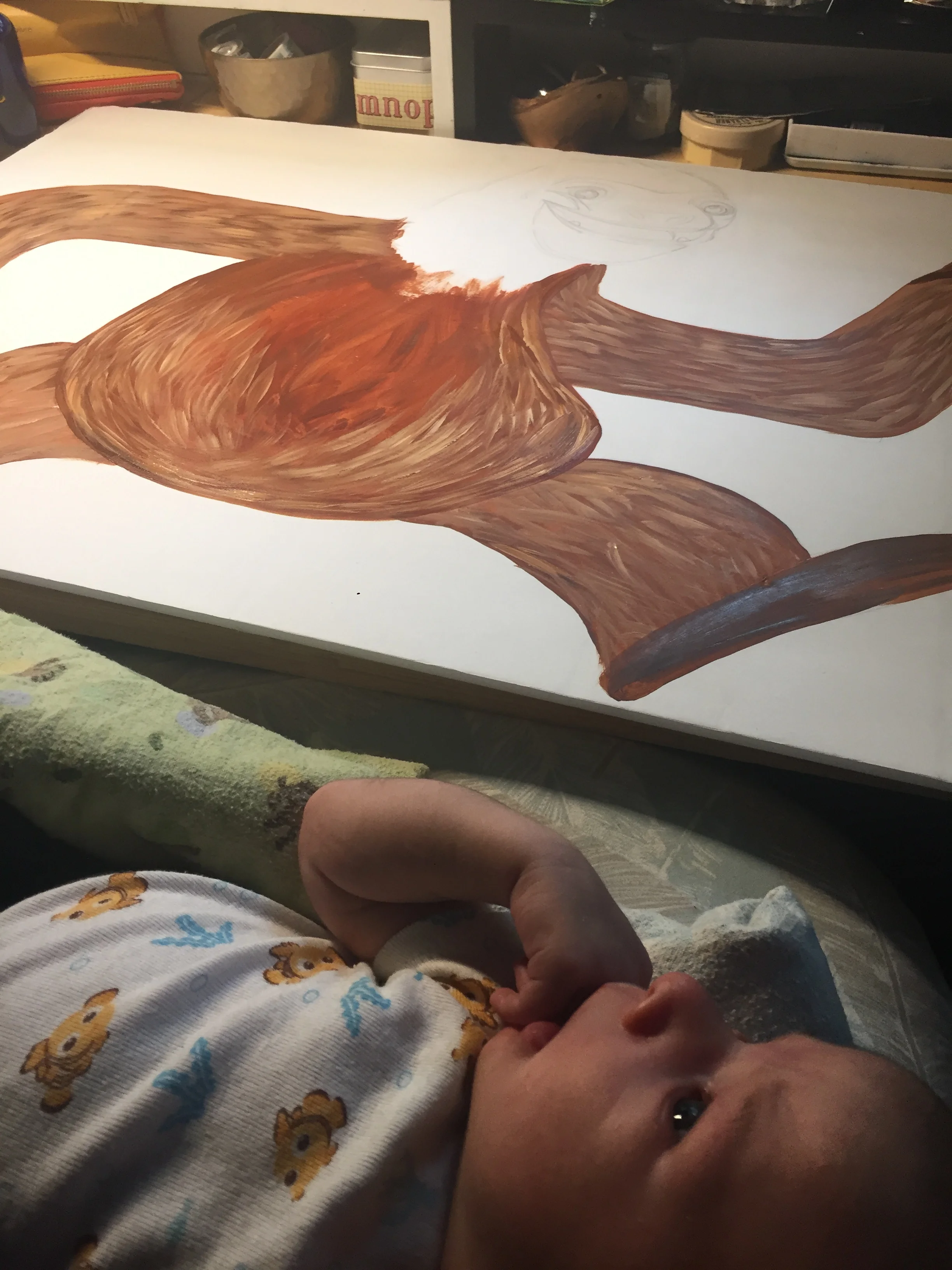  Helping Mom finish up her paintings for Vacation Bible Camp at church 