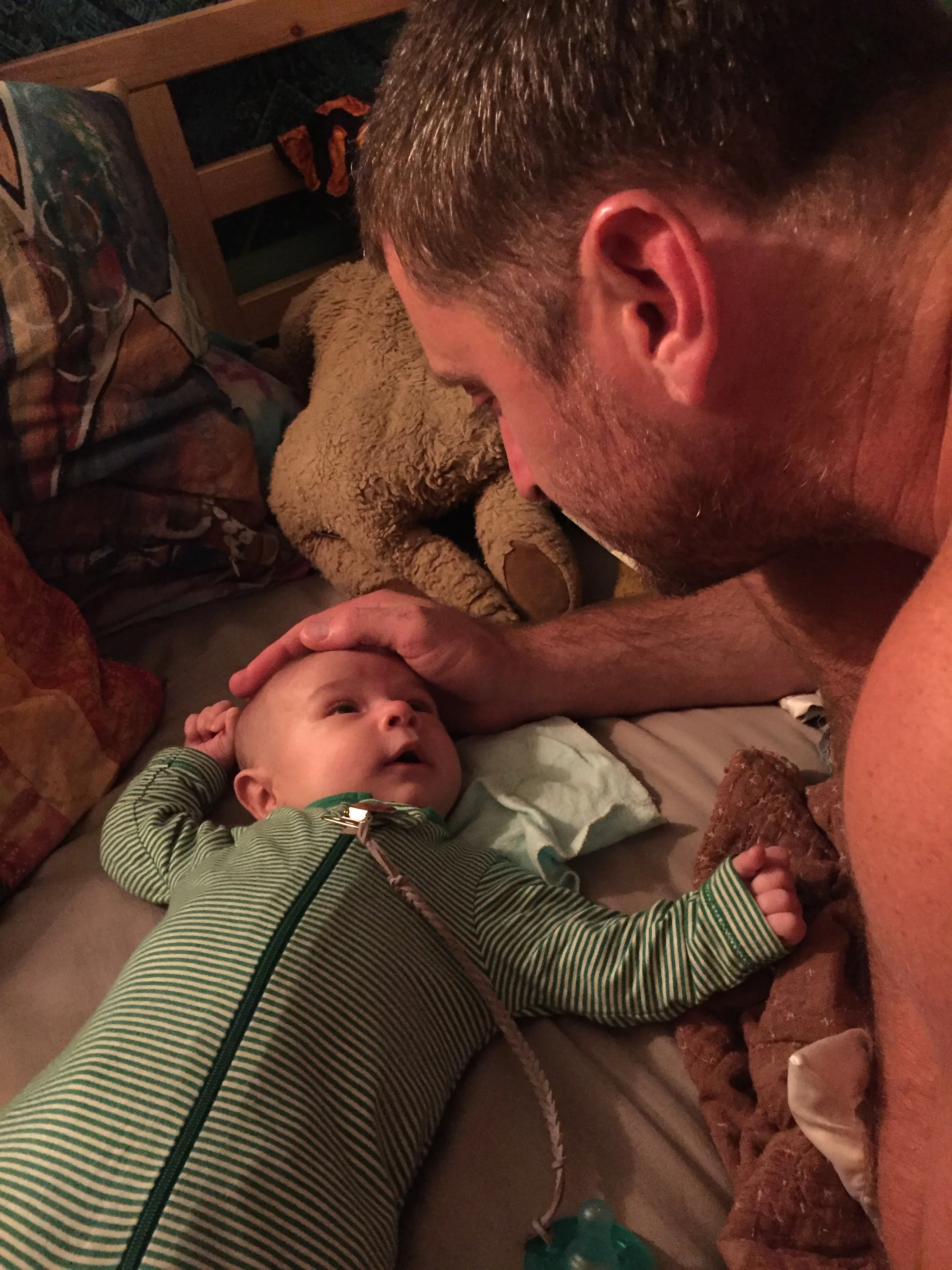  Back home with dad, who was away for work. 