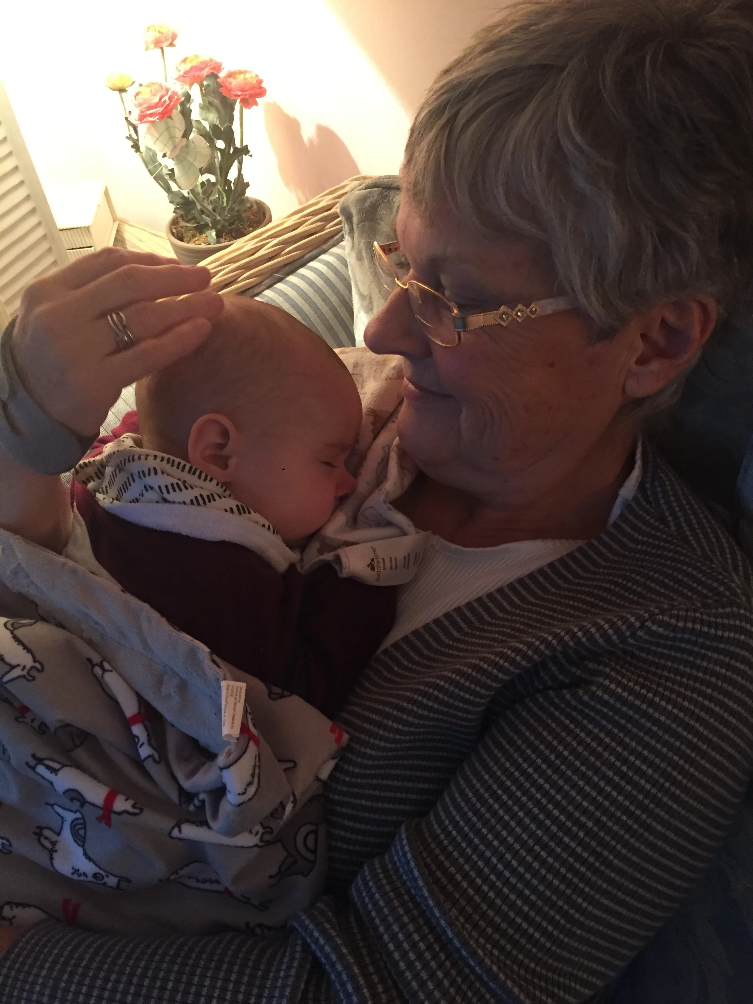  Fighting a nap, but Nana had the touch 