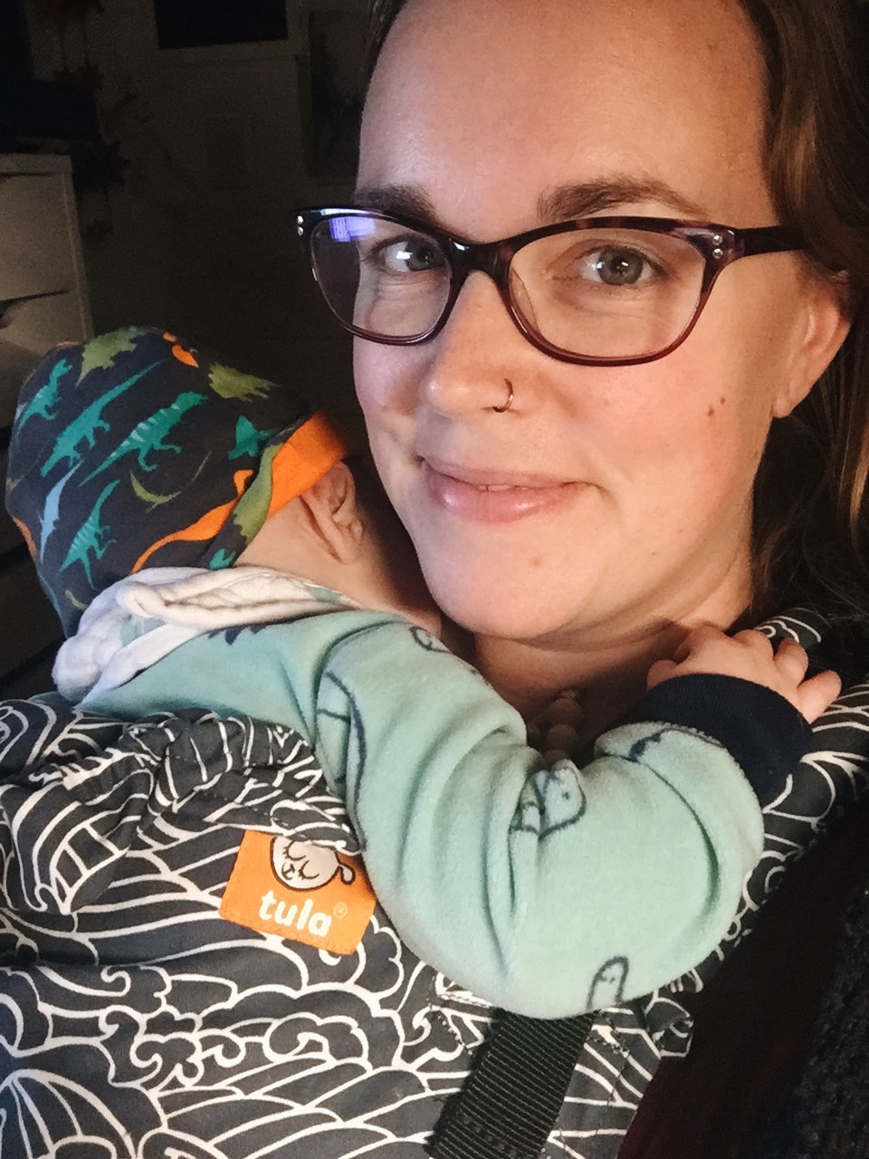  Another fussy day filled with crying and fighting naps. To the carrier to cuddle with mom! 