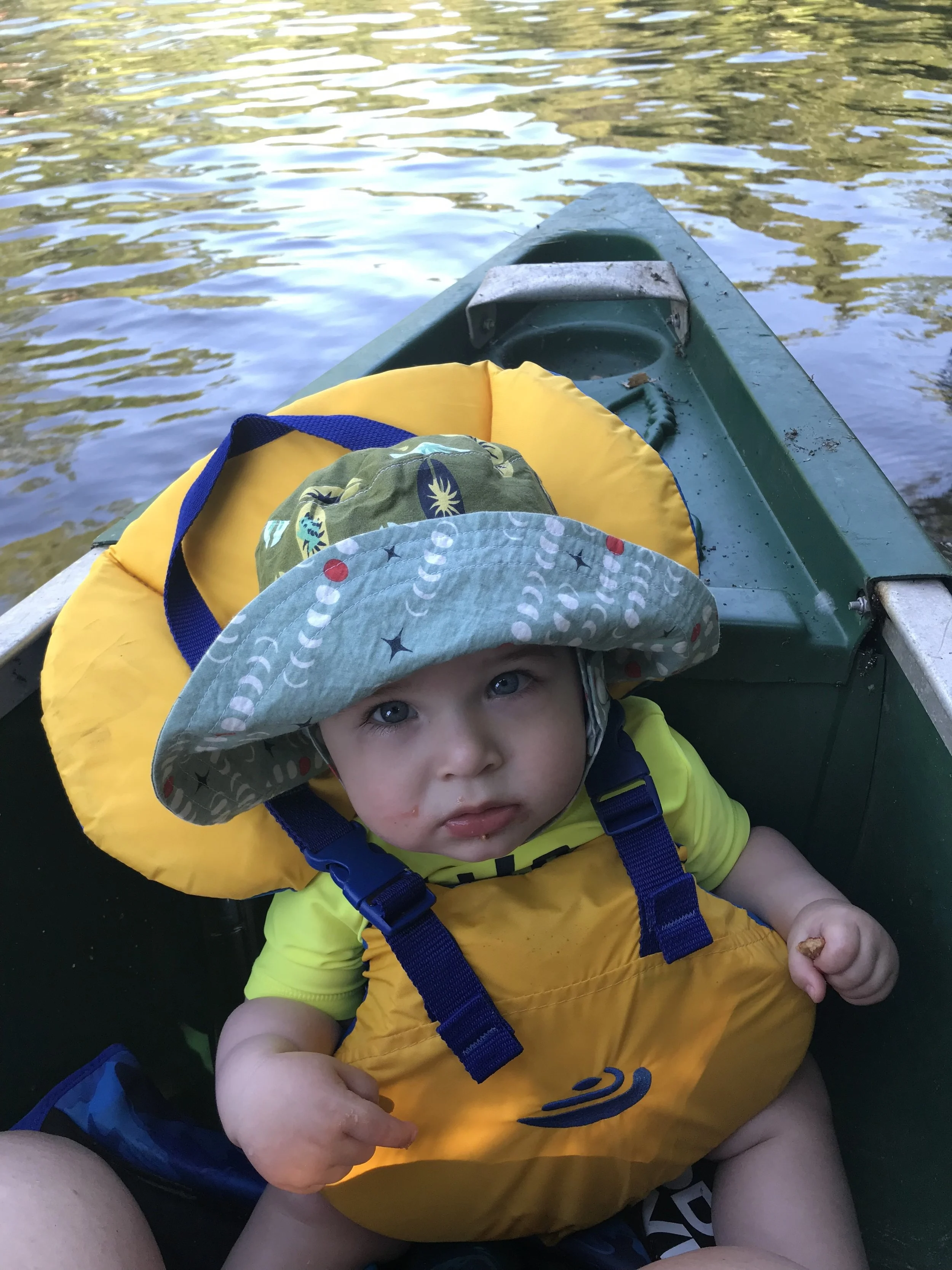  First canoe ride.. he wasn’t too sure about it until we got out on the river and moving more. 