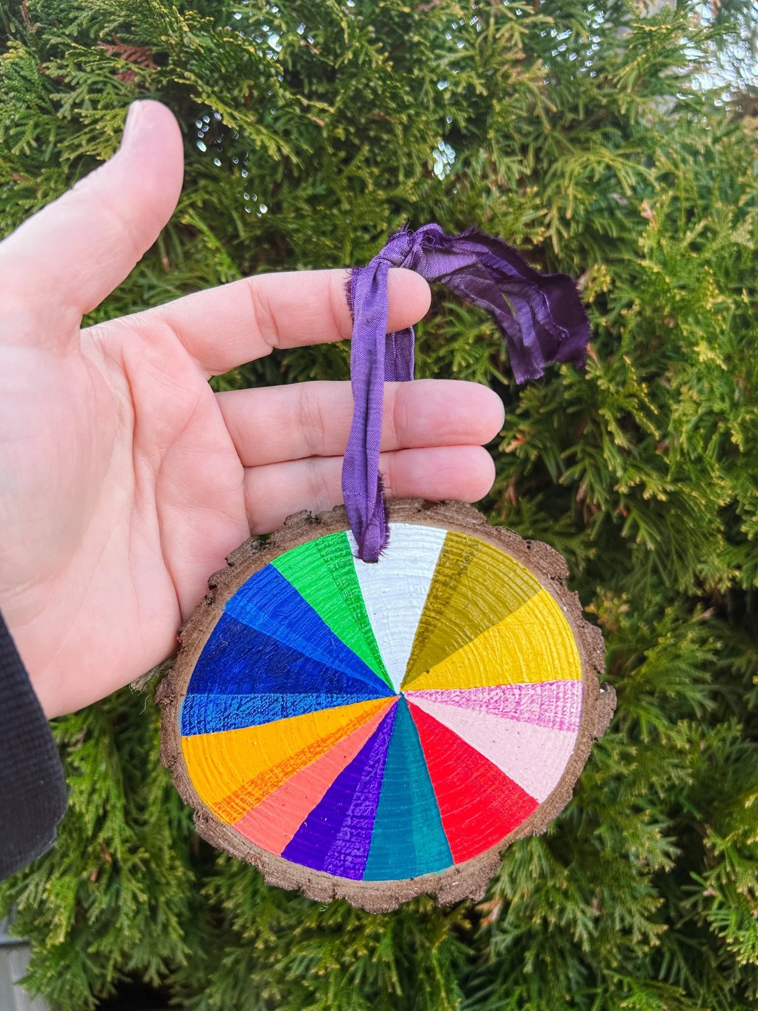 ii, colour wheel hand painted wood ornament