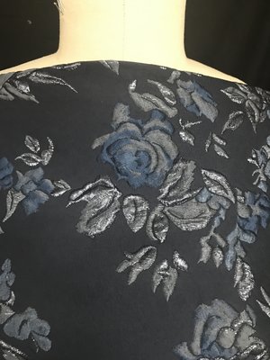 Blue/Black Rose Brocade — Mendel Goldberg Fabrics NYC