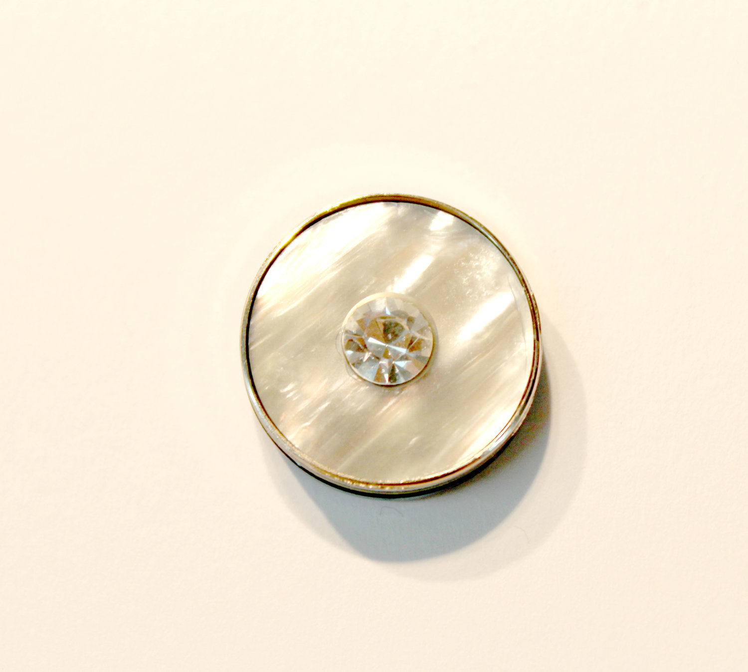 Pearl Button Silver Edge and Stone — Mendel Goldberg Fabrics NYC