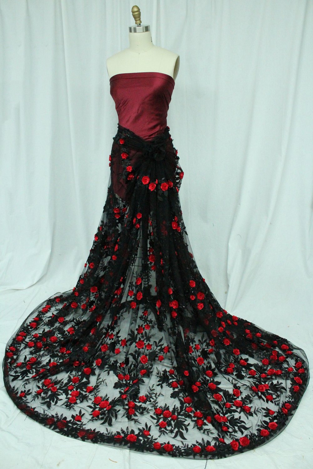 Red Roses Embroidered Tulle  Mendel Goldberg Fabrics NYC