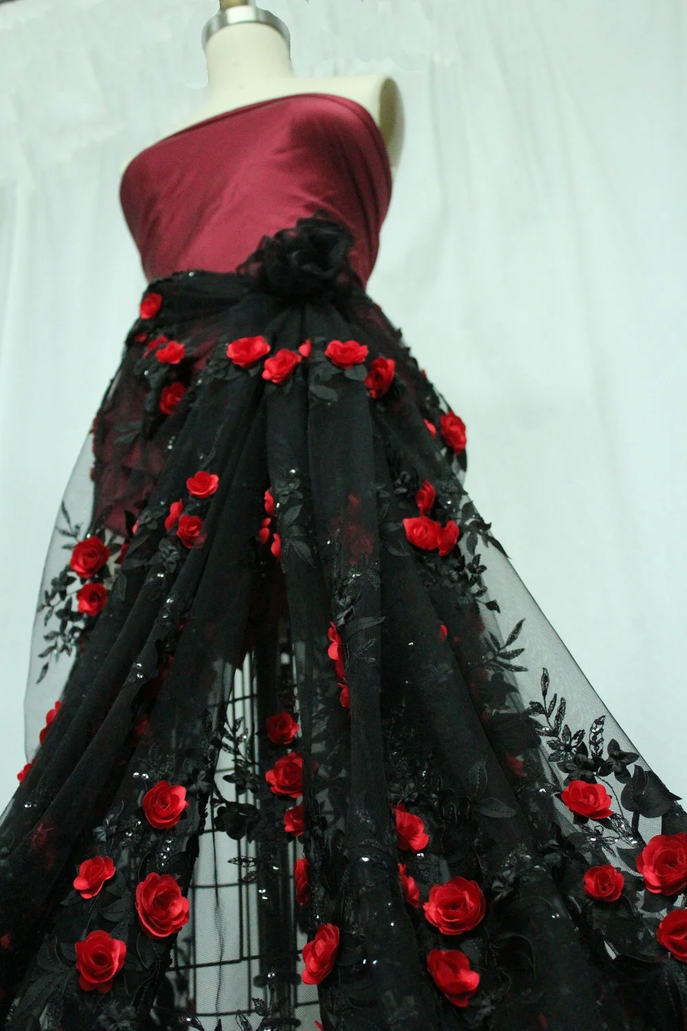 Red Roses Embroidered Tulle  Mendel Goldberg Fabrics NYC