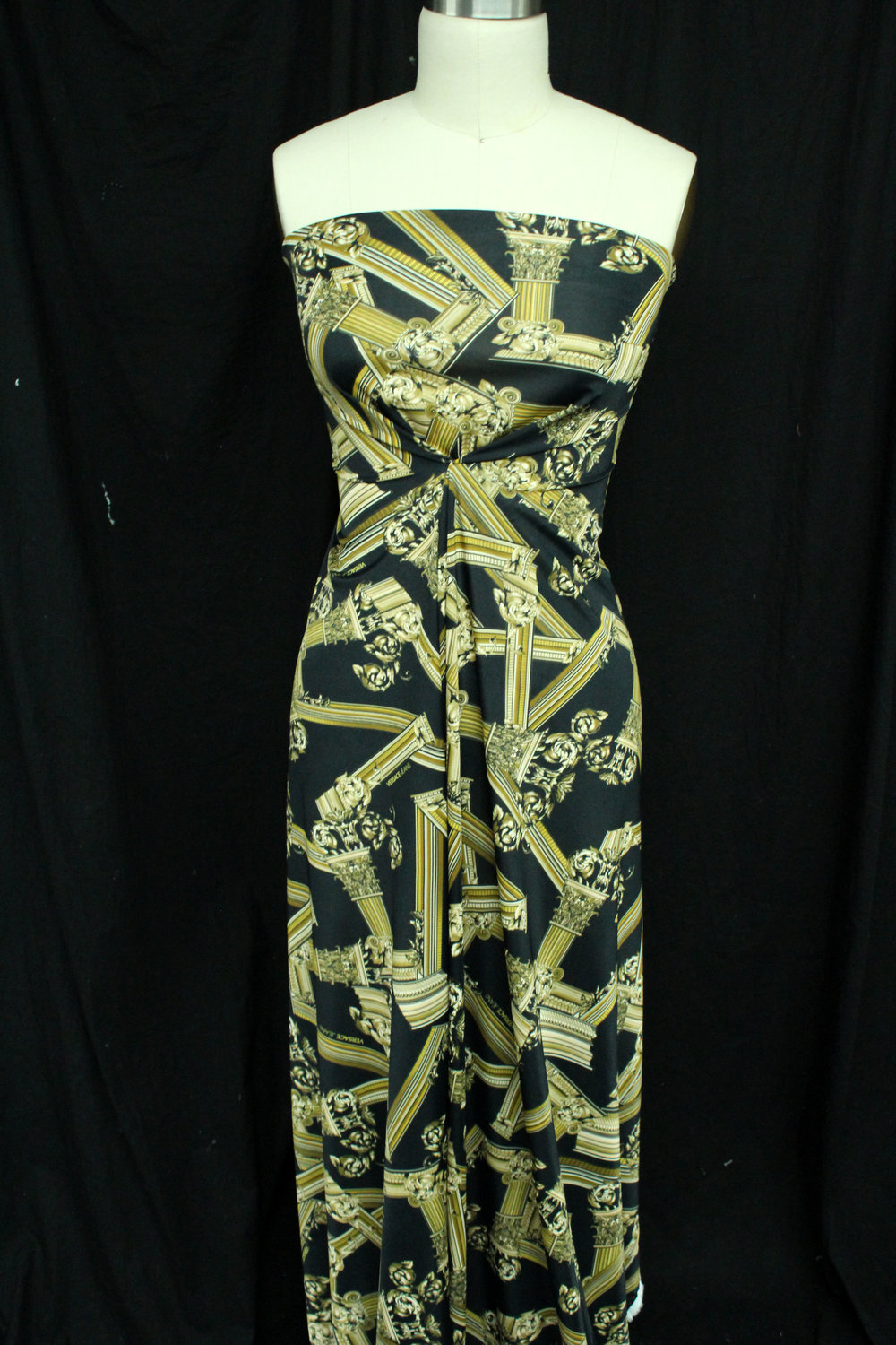 4 yds White/Gold Versace Cotton Jersey $250 — Mendel Goldberg