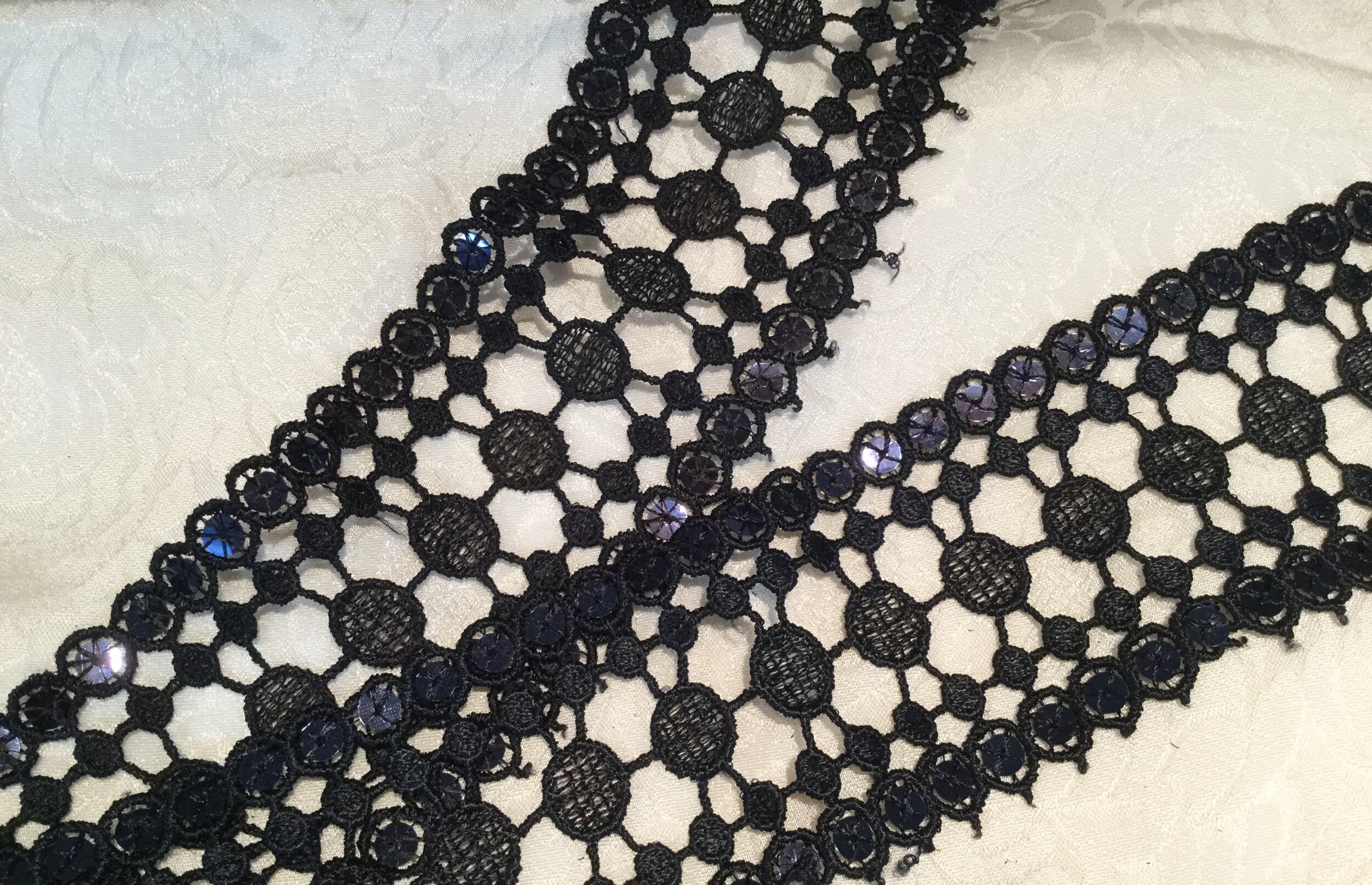 Navy Lace and Sequin Trim — Mendel Goldberg Fabrics NYC
