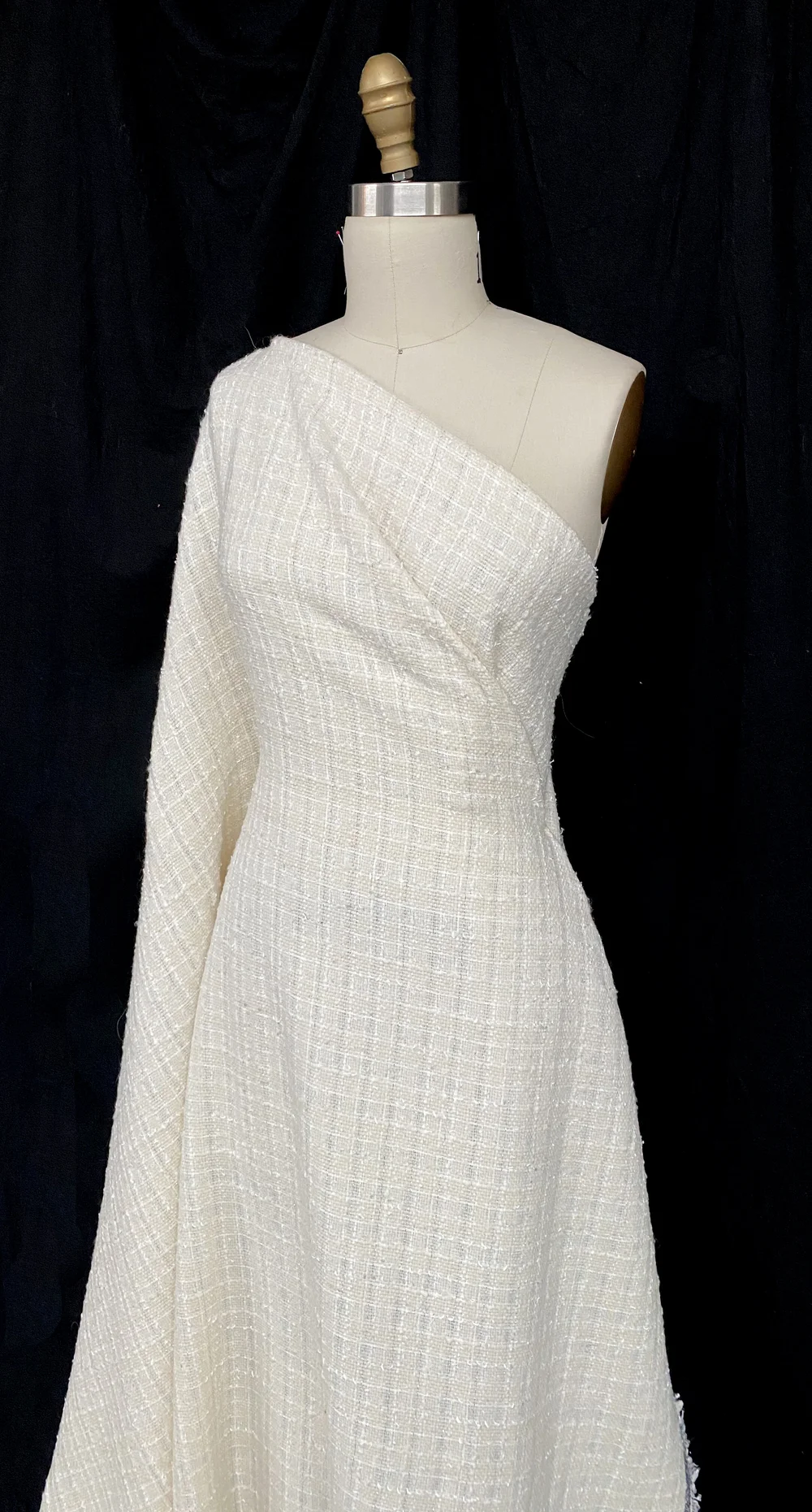 French Winter White Boule with Gold Lurex  Mendel Goldberg Fabrics NYC