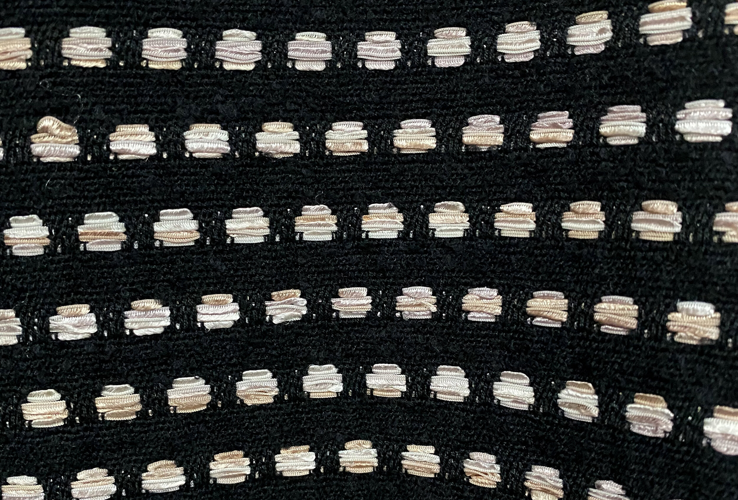 HC Black/ Beige/ Plum Ribbon Boucle — Mendel Goldberg Fabrics NYC