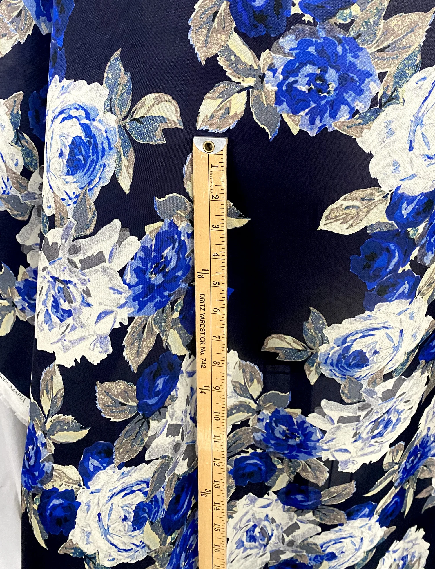 4 1/2 Yds Italian Navy/Royal Floral Printed Organza — Mendel