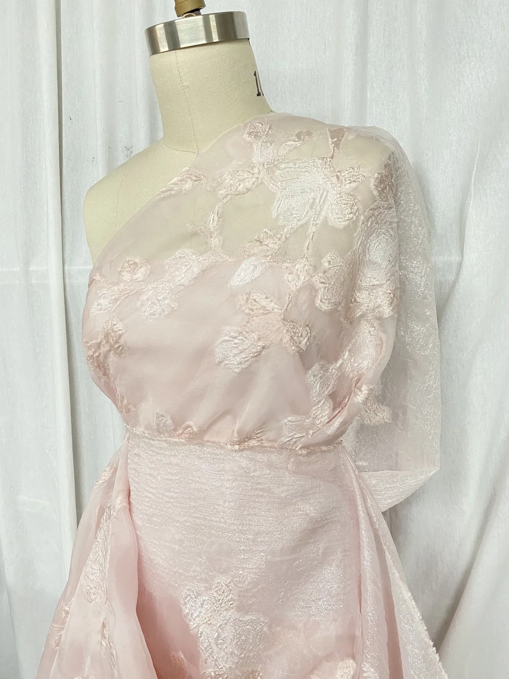 Italian Light Pink Jacquard Organza  Mendel Goldberg Fabrics NYC