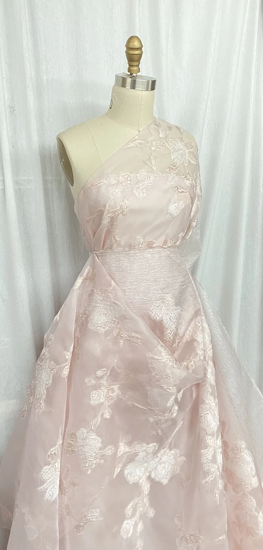 Italian Light Pink Jacquard Organza  Mendel Goldberg Fabrics NYC