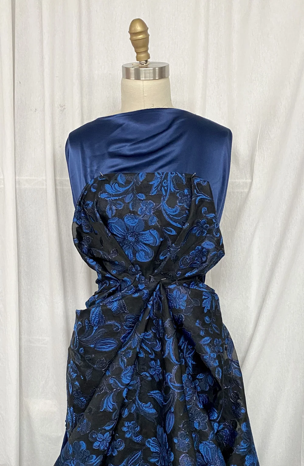 electric blue and black dress Electric Blue Satin Halter Neck Dress With Lace-Up Back