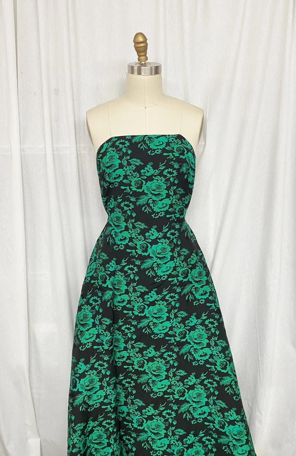 Emerald Green/Black Floral Brocade  Mendel Goldberg Fabrics NYC