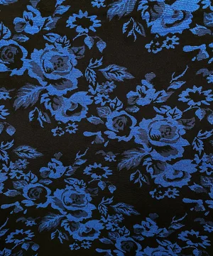 Blue/Black Rose Brocade — Mendel Goldberg Fabrics NYC