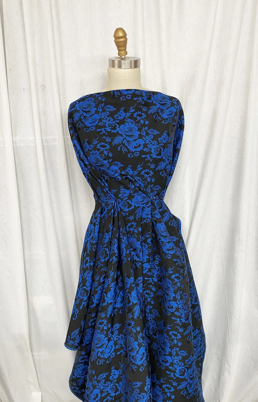 Blue/Black Rose Brocade — Mendel Goldberg Fabrics NYC