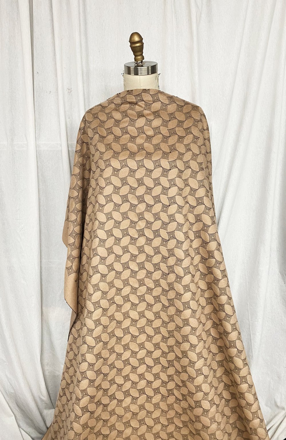 4 Yds Italian Camel/Black Embroidered Cashmere $625 — Mendel