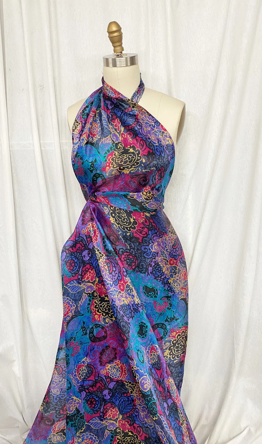 Blue/Purple/Pink Printed Silk Organza  Mendel Goldberg Fabrics NYC