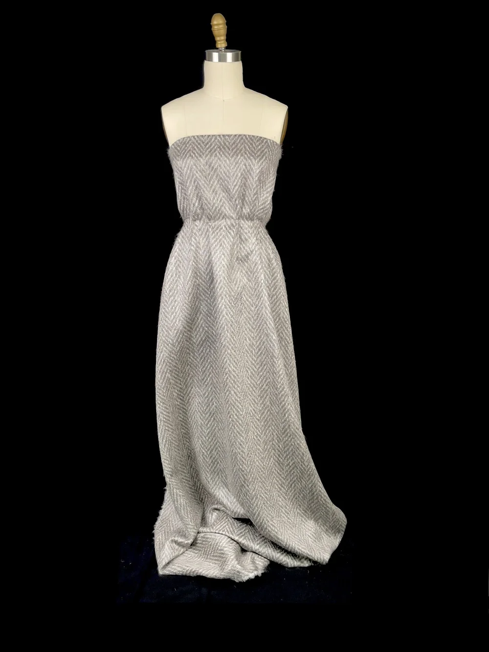 grey and white chevron dress Mocha and White Chevron Maxi Dress with Pockets main image 1