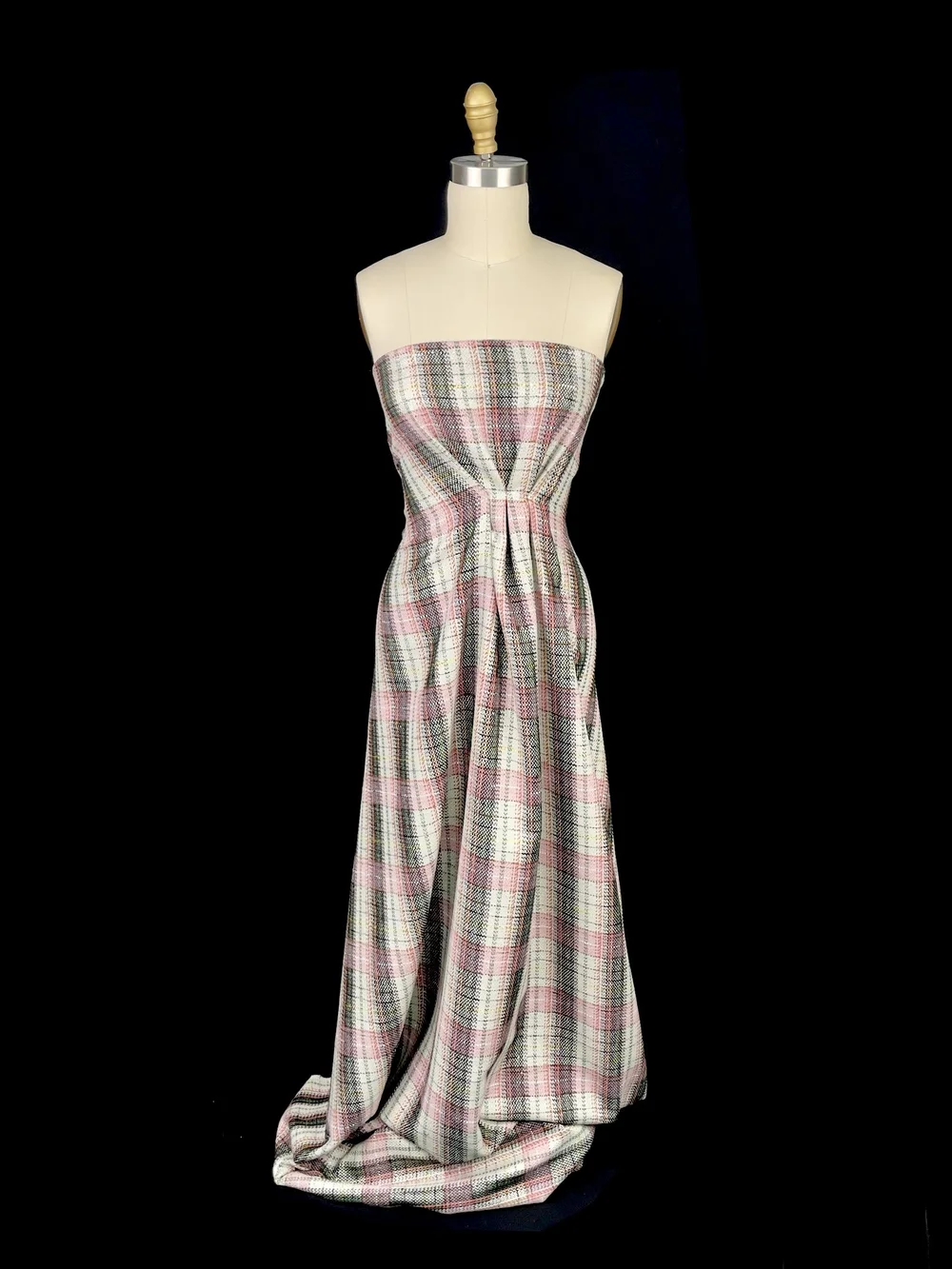 HC Dusty Pink/ Ivory/ Black Metallic Sequin Plaid Novelty  Mendel Goldberg  Fabrics NYC
